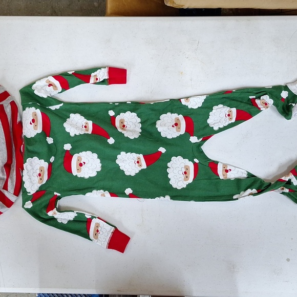 NEW! Toddler Striped Santa Christmas Footed Pajama Set, Red/Green - Carter's 12M - Picture 4 of 10